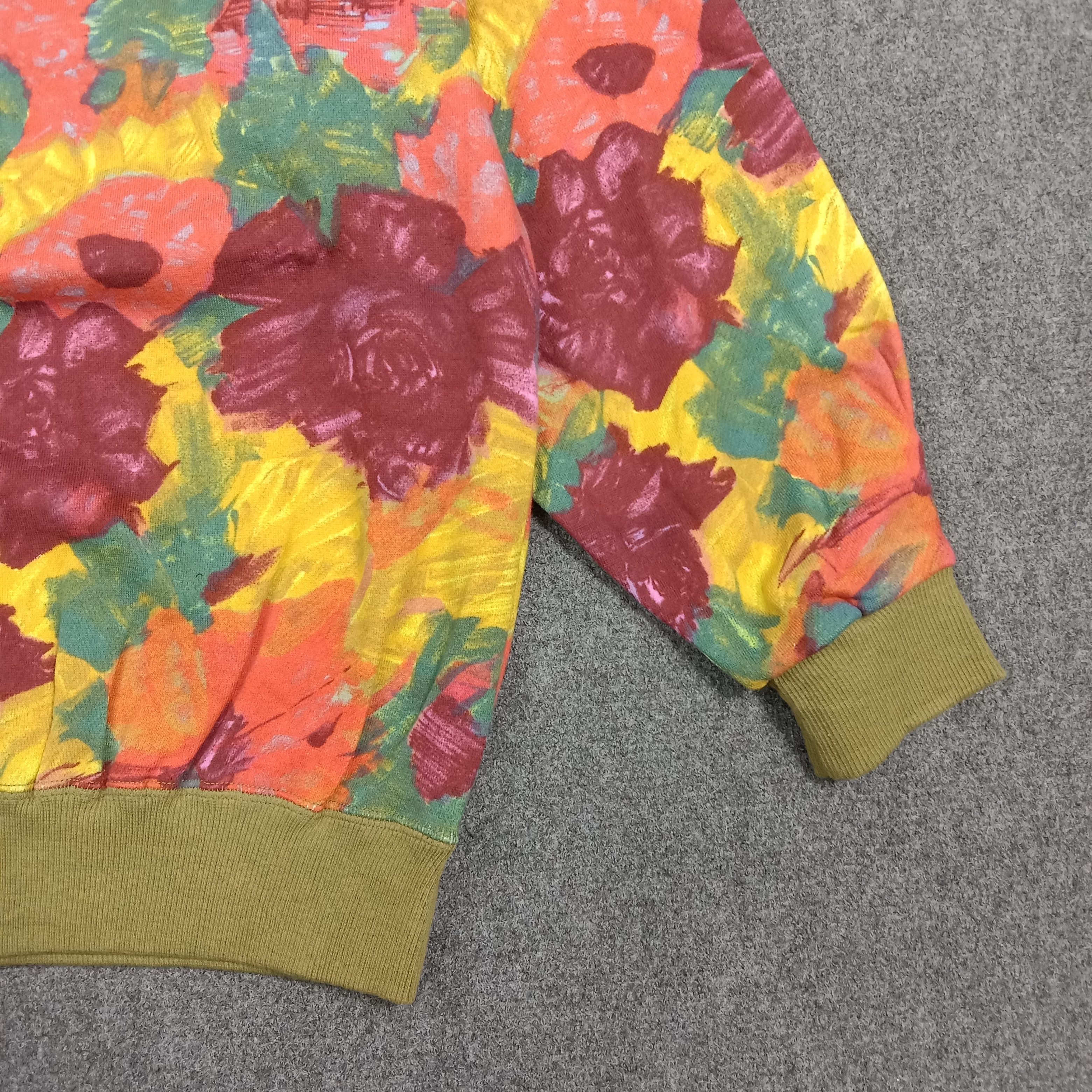 Vintage Flower Art Overprint Hippie Style Sweatshirt C271N27 Size US M / EU 48-50 / 2 - 2 Thumbnail