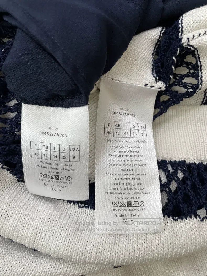 Dior Dior Blue and white hollow knitted striped two-piece long- Size S / US 4 / IT 40 - 4 Thumbnail
