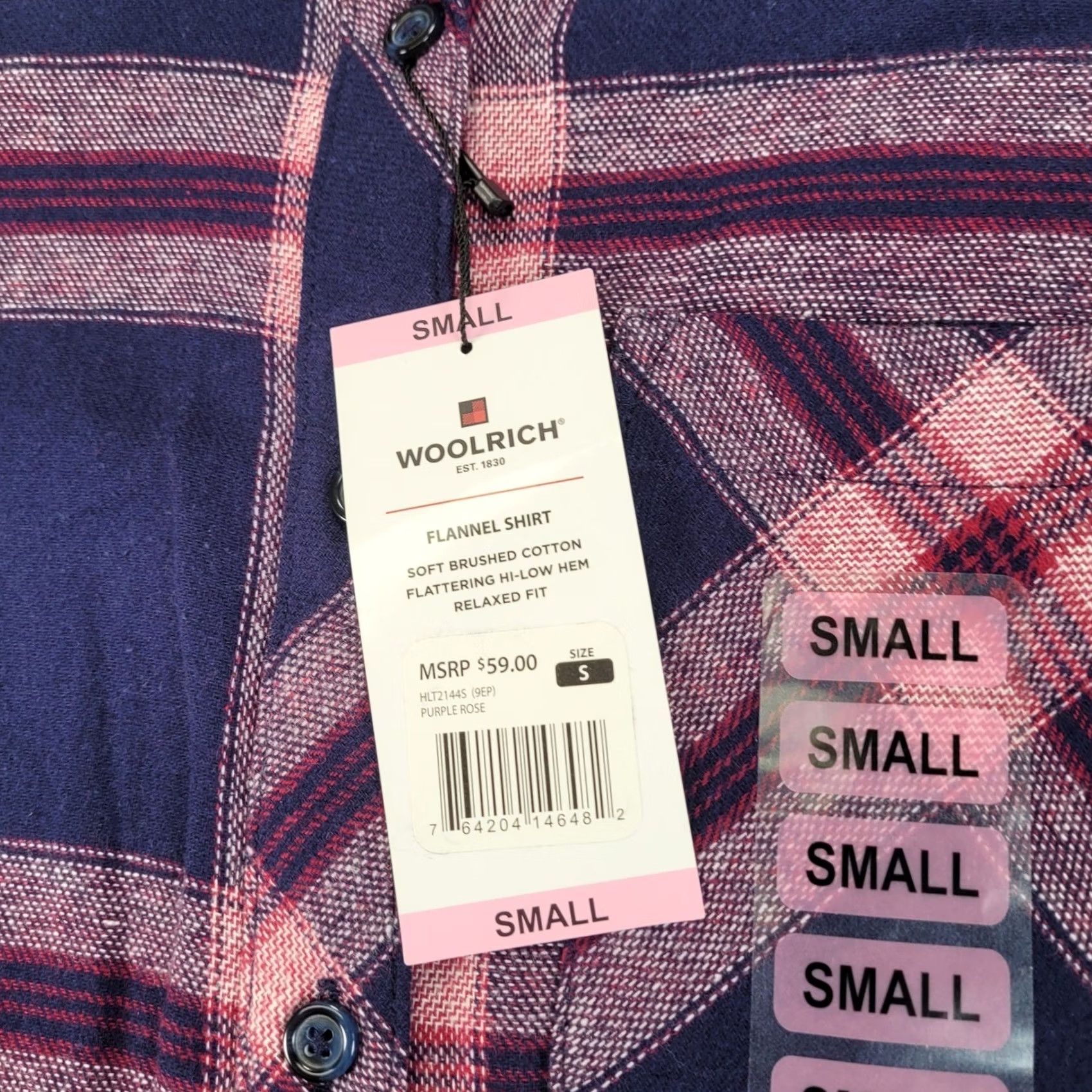 Vintage Woolrich Womens Small Purple Rose Plaid Flannel Shirt Cotton Casual Outdoor Button-Up New Size S / US 4 / IT 40 - 2 Thumbnail