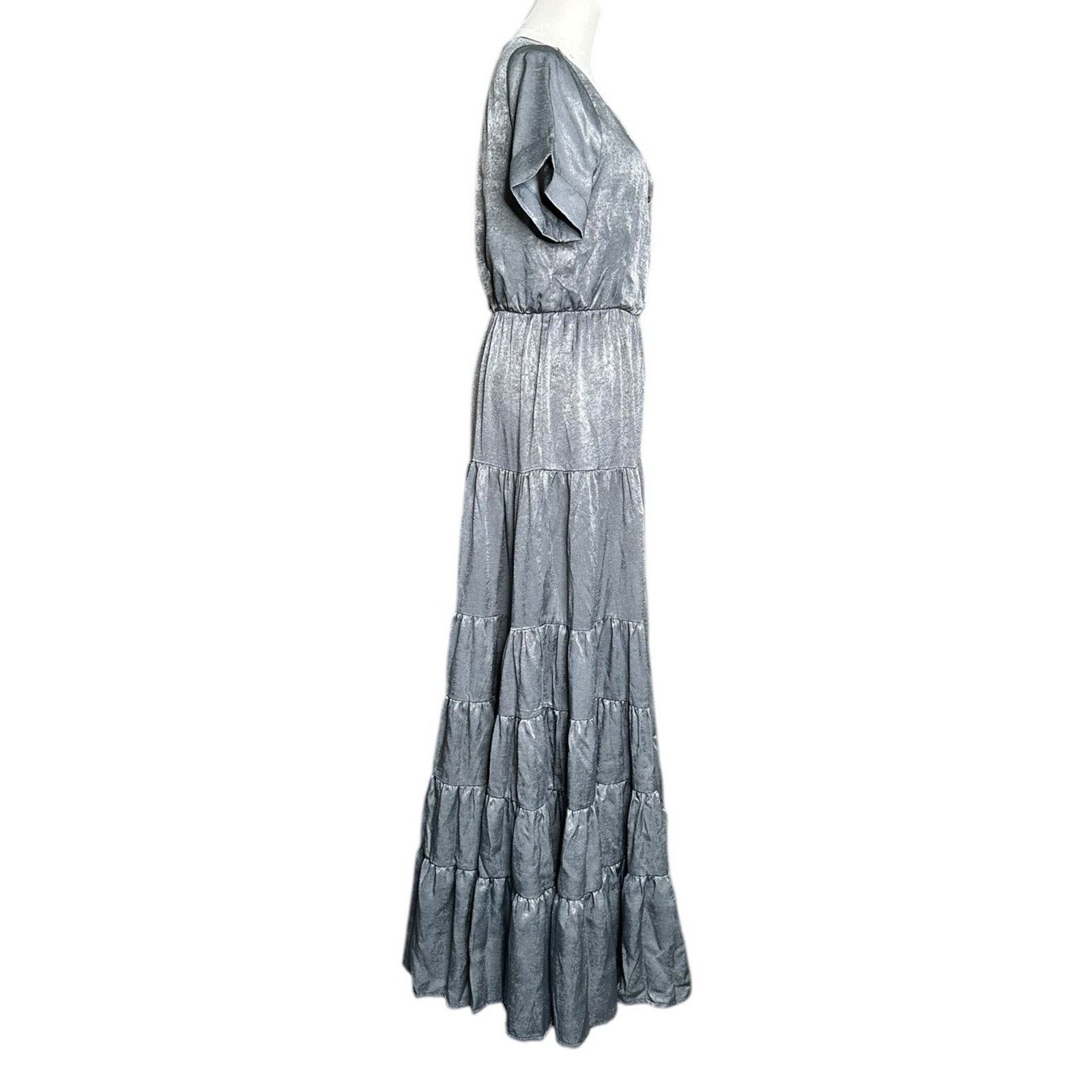 Other Joyfolie Mia Joy Tiered Boho Maxi Dress Flowy Gray Silver XS Size XS / US 0-2 / IT 36-38 - 7 Thumbnail