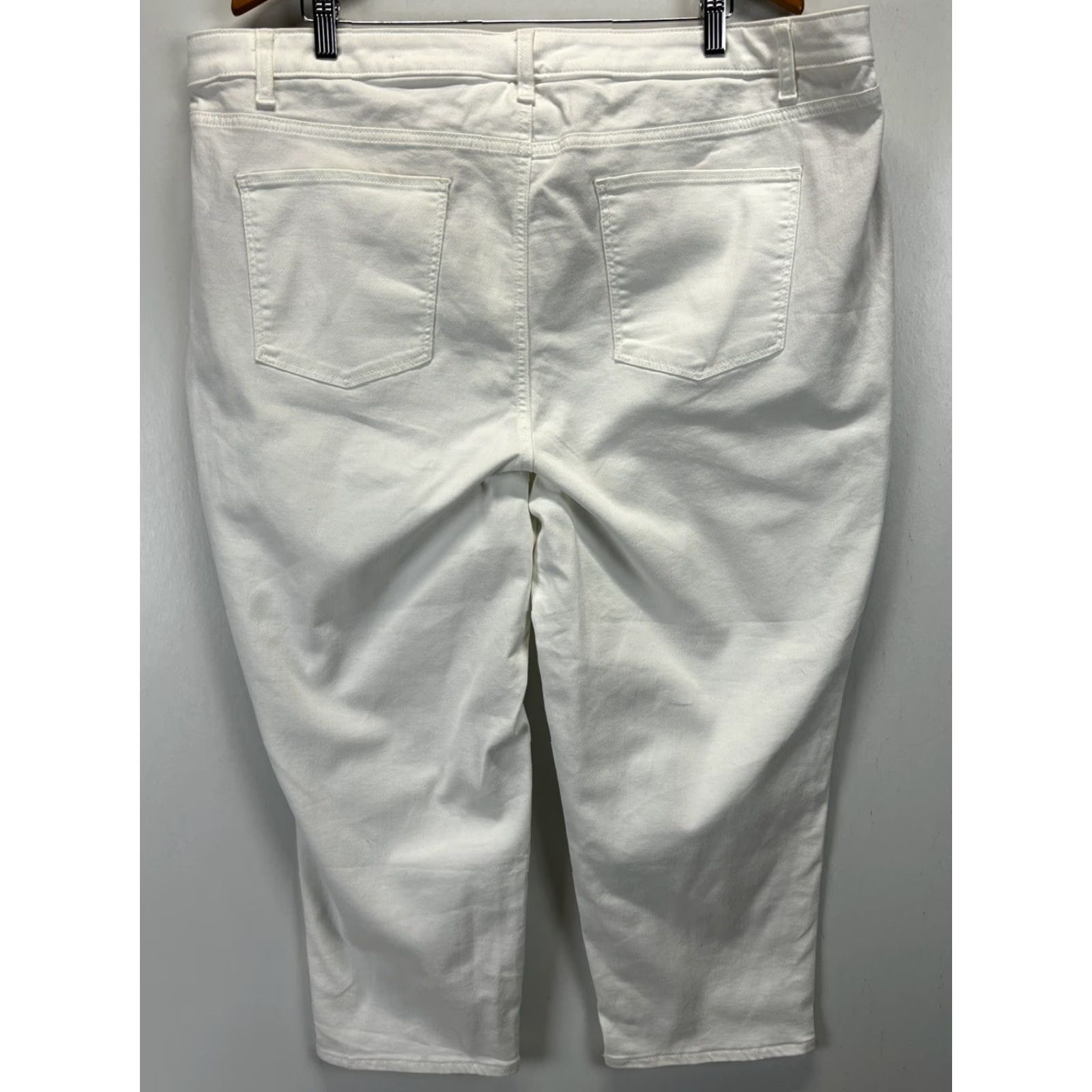 Talbots Talbots Flawless Straight Crop Jeans 22W Plus White Cotton Blend Denim High Rise Womens Plus Coastal Preppy Vacation Pants Jeans 25in Crop Stretch 12? Size 40" / US 18 - 3 Thumbnail