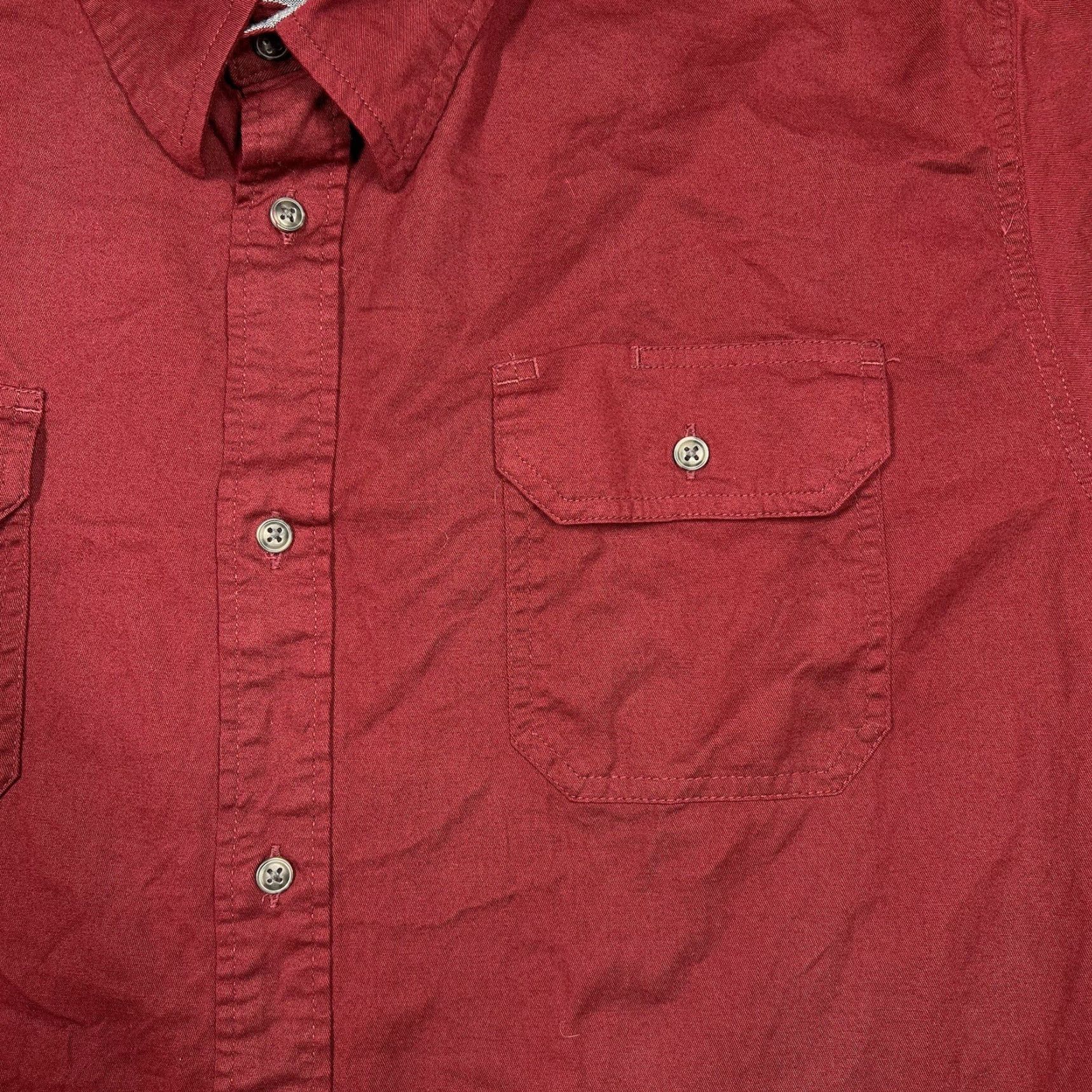 Wrangler Wrangler Comfort Flex Men's XLT Button Up Shirt XL Tall Red Cardinal Maroon Solid Short Sleeve Button Up Casual Dress Shirt Men Boys? Size US XL / EU 56 / 4 - 2 Thumbnail