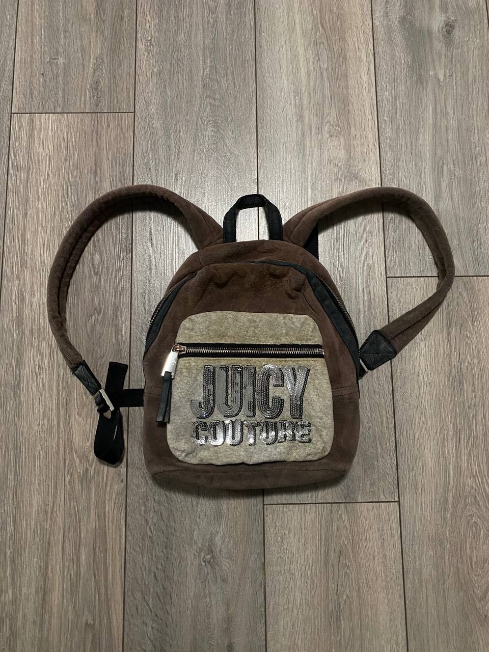 Juicy Couture Juicy Couture Brown Velour Mini Backpack Y2K Logo Bag Size ONE SIZE - 1 Thumbnail
