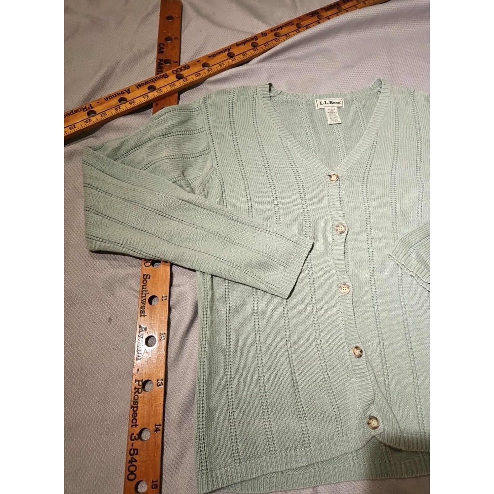 Vintage VINTAGE L.L. Bean Sweater Womens Large Green Linen Blend Button Grandma Knit Cardigan Knit Casual/Workwear Classic 90s Womens Size L / US 10 / IT 46 - 4 Thumbnail