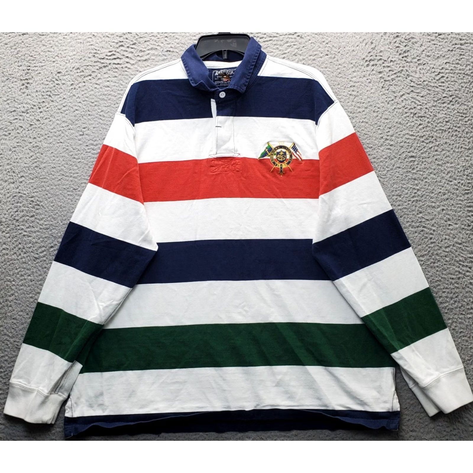 Logo 7 American Living Polo Shirt Mens XXL Multicolor Striped Embroidered Logo Collar Slit Size US XXL / EU 58 / 5 - 2 Thumbnail