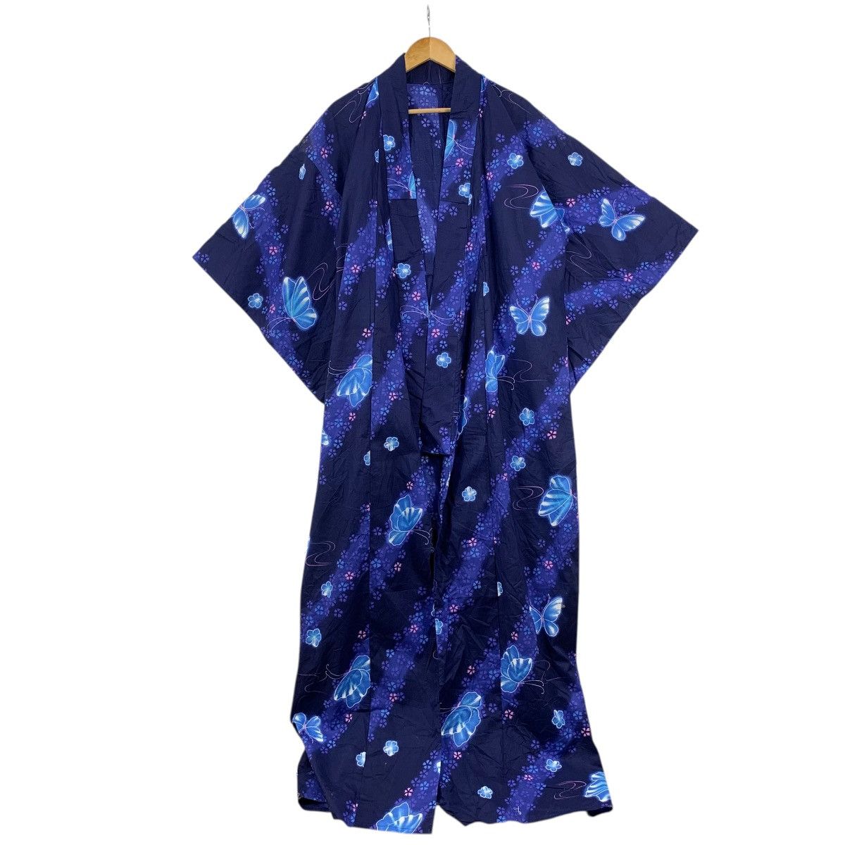 Vintage Vintage 70s KIMONO BUTTERFLY JAPAN Traditional AOP Robe Coat Size XXL / US 16-18 / IT 52-54 - 1 Thumbnail
