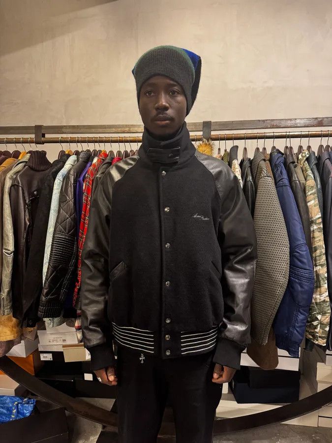 Acne Studios Acne Studios Black Wool & Leather Biker Jacket Size US M / EU 48-50 / 2 - 2 Thumbnail