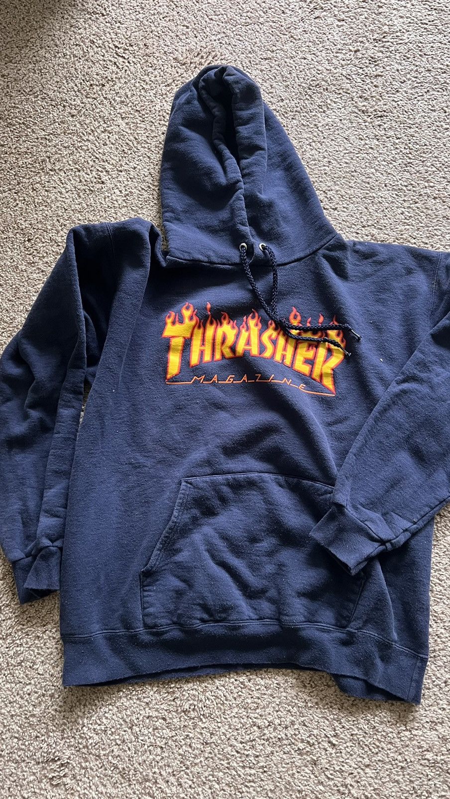 Thrasher Thrasher Navy Blue Hoodie Grailed