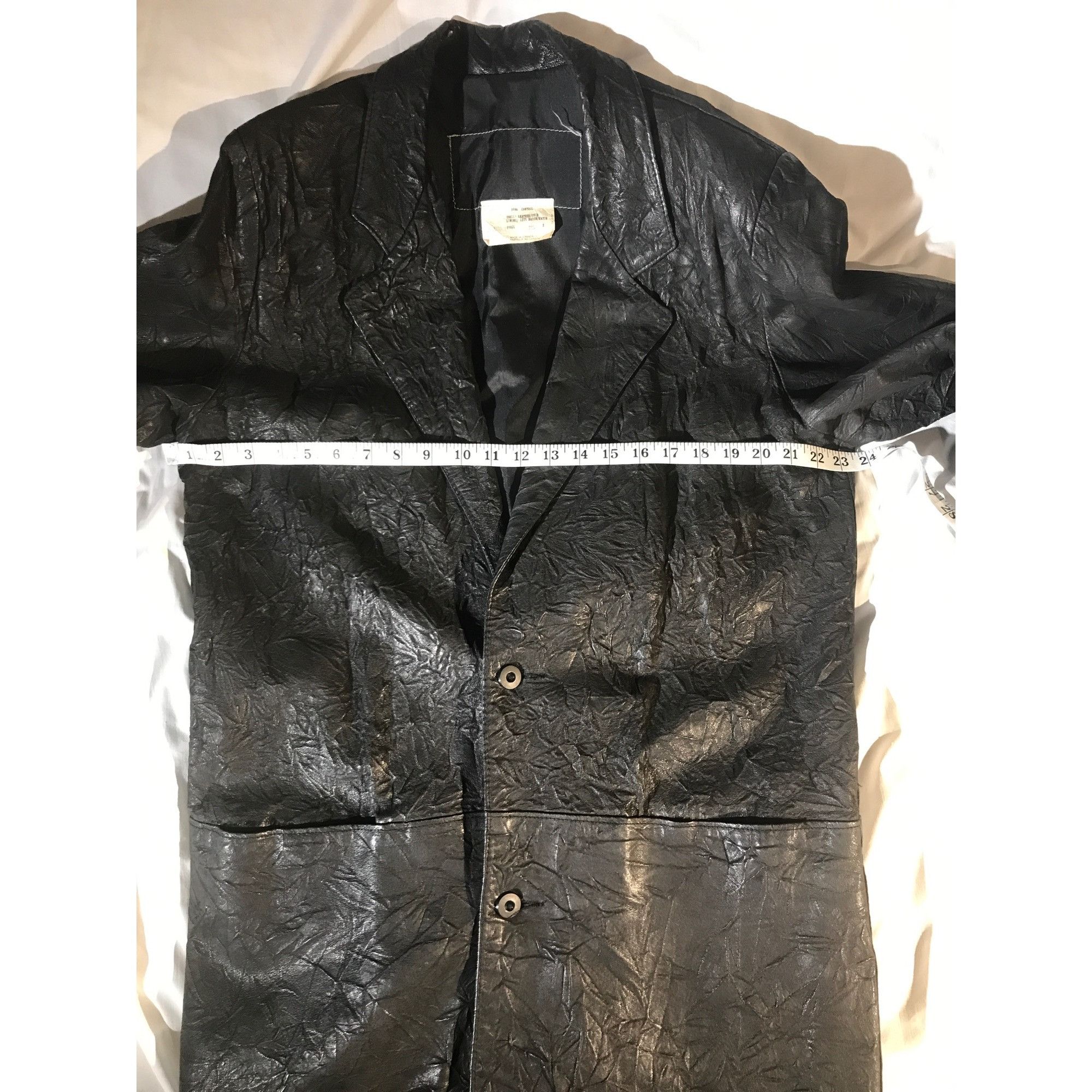 Vintage Canadian Made Men's Black Crinkled Leather Duster Buster Size US S / EU 44-46 / 1 - 5 Thumbnail