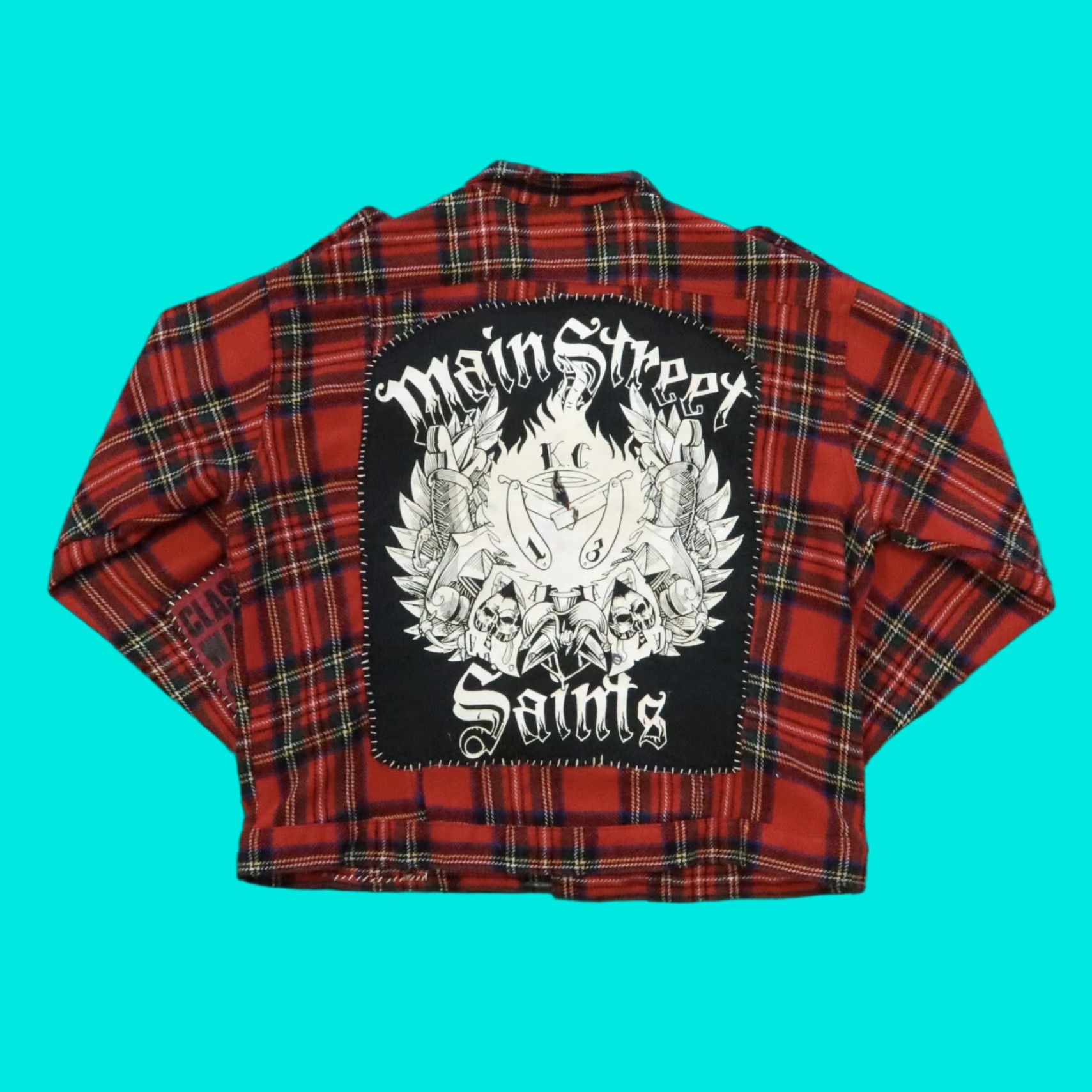 Vintage VINTAGE Tiger of London Main Street Saints Patchwork Plaid Biker Jacket Mens L Red Size US L / EU 52-54 / 3 - 1 Thumbnail