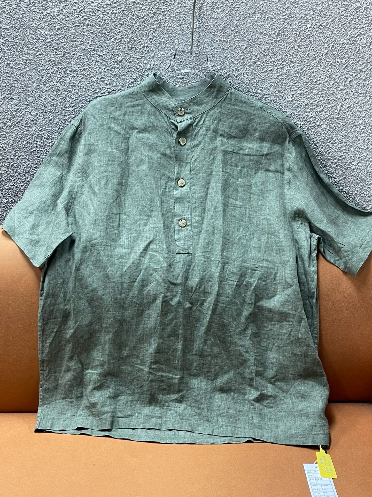 Loro Piana Loropiana Linen Stand Collar Shirt Green Size US L / EU 52-54 / 3 - 1 Thumbnail