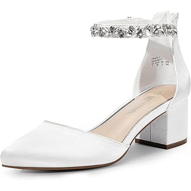 Other Dream Pairs Womens 9 White Satin Pointy Toe 2.25" Heel Shoes Size ONE SIZE - 1 Thumbnail
