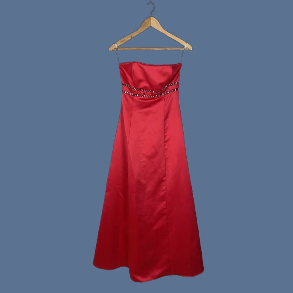 VINTAGE Jessica McClintock Red Formal Gown Size 6 Eveningwear 1960s 100% Polyester Regular Red Womens Formal Gown