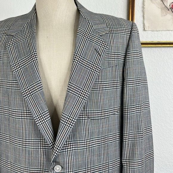 Maus & Hoffman Hickey Freeman x Maus Hoffman Wool Plaid Gridded Sportscoat Size 42R - 2 Thumbnail