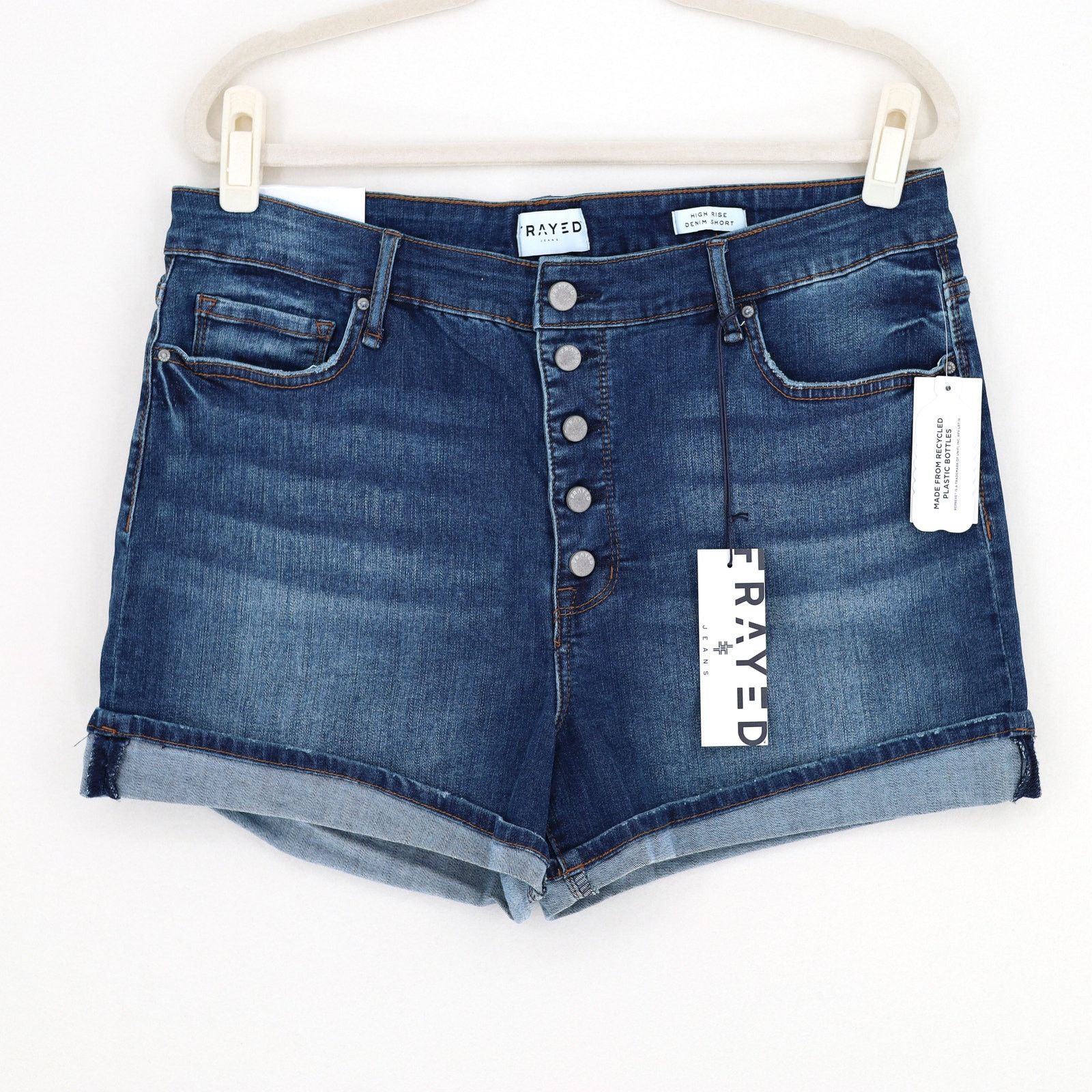 The Unbranded Brand Frayed Women Dark Wash Cut Off High Waist Shorts Size 32 Size 32" / US 10 / IT 46 - 3 Thumbnail