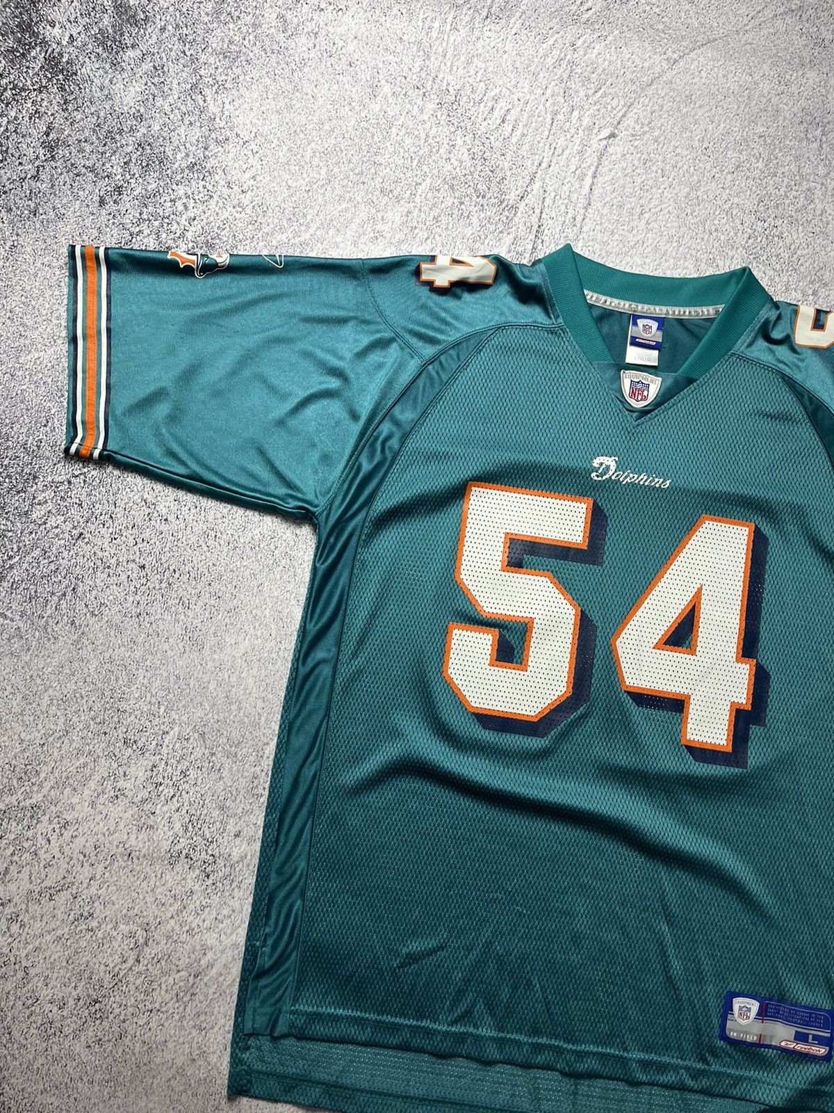 NFL Vintage REEBOK Miami Dolphins Thomas #54 Teal NFL Jersey Size US L / EU 52-54 / 3 - 2 Thumbnail