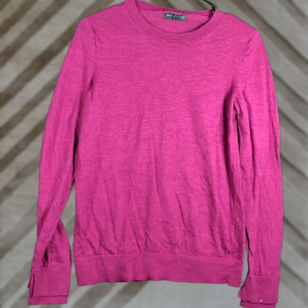 Banana Republic Banana Republic Womens Sweater Purple 100% Merino Wool Long Sleeve M - Casual Workwear Knit Pullover Crew Neck Solid Size M Womens Pullover Sweater Size M / US 6-8 / IT 42-44 - 1 Thumbnail