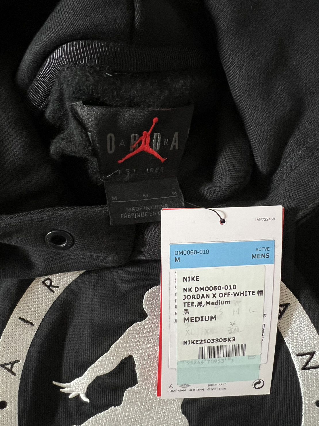 Jordan Brand × Off-White Off-White x Jordan Hoodie Black (FW21) Size US M / EU 48-50 / 2 - 7 Thumbnail