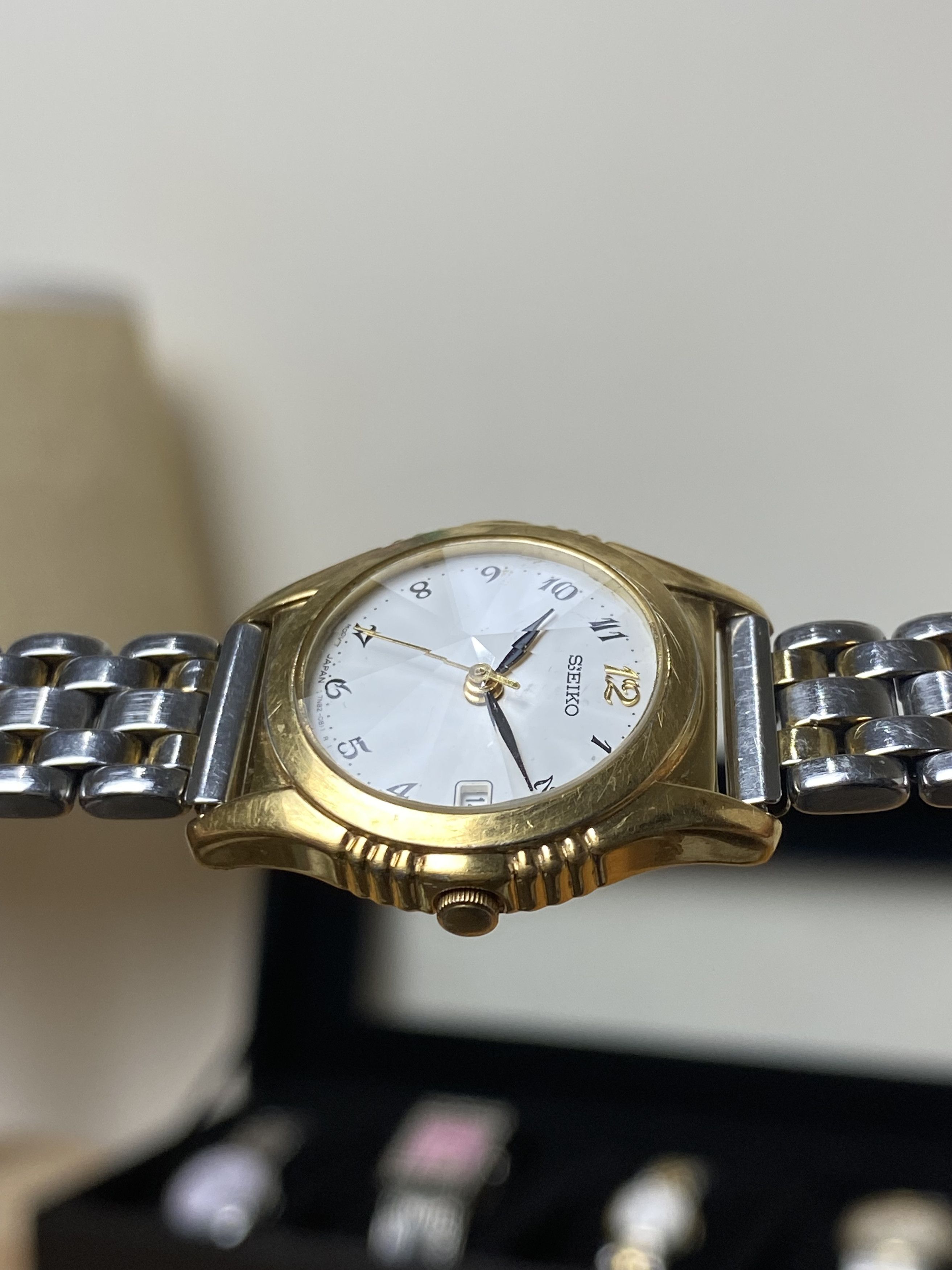 Seiko × Vintage 💥 Vtg 90's Seiko Gold Faceted Crystal Size ONE SIZE - 5 Thumbnail