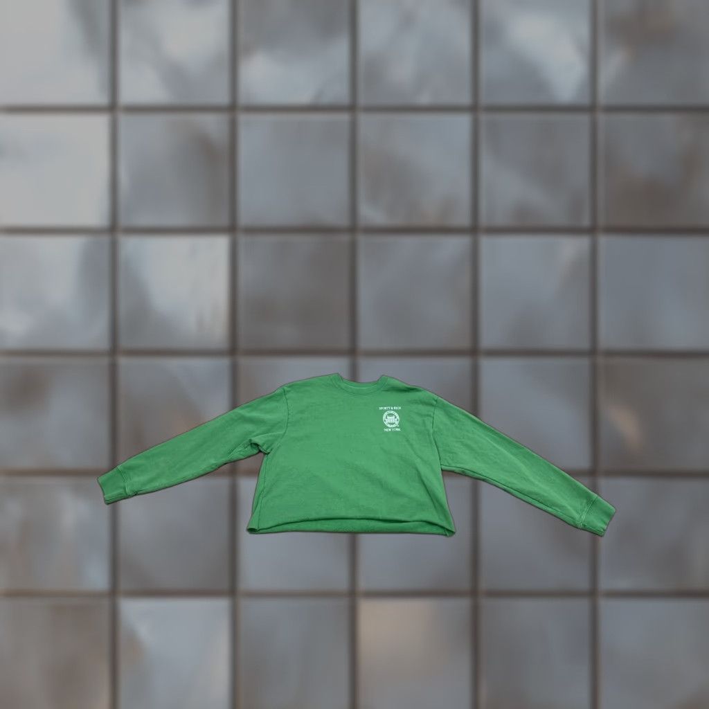 Sporty & Rich SPORTY & RICH Crown New York Cropped Sweatshirt Country Club Medium Made In USA Shirt Women M Green Logo Pullover Cropped All Seasons Oversized Size M / US 6-8 / IT 42-44 - 1 Thumbnail