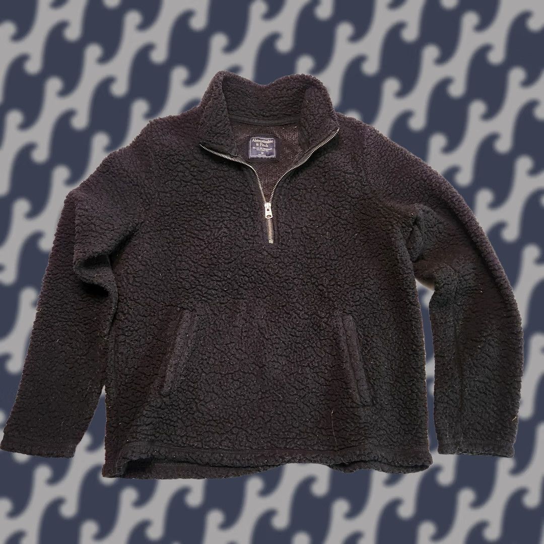Abercrombie & Fitch Abercrombie & Fitch Women’s Black Fleece Pullover 1/4 Zip Mock Neck Long Sleeve Size M Sweatshirt Regular Pullover Clothing Black Ladies M Size M / US 6-8 / IT 42-44 - 1 Thumbnail