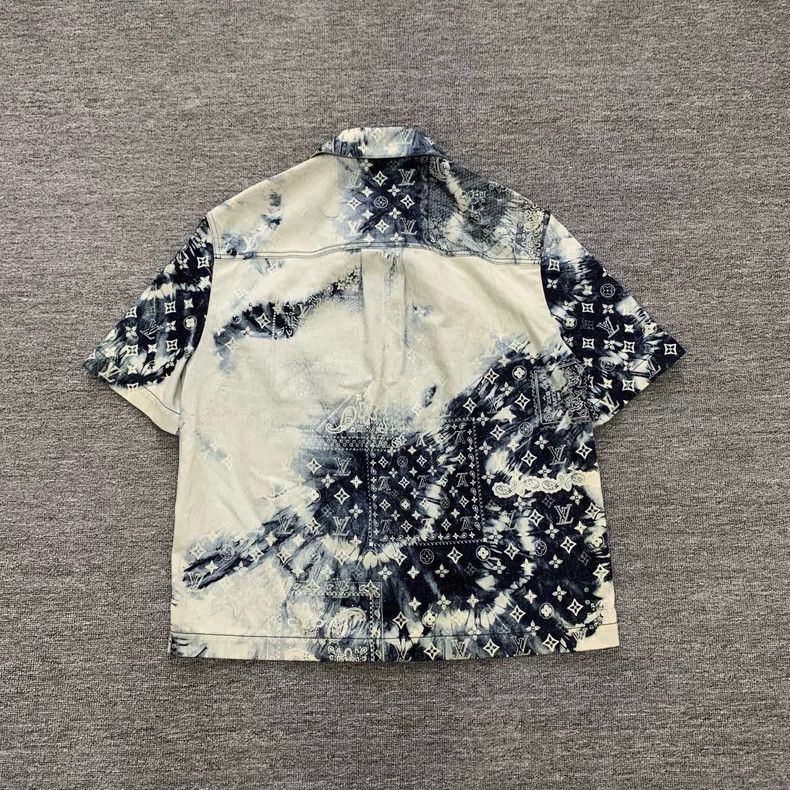 Louis Vuitton Louis Vuitton Denim Cashew Flower Tie-Dye Logo Short Sleev Size US M / EU 48-50 / 2 - 2 Thumbnail