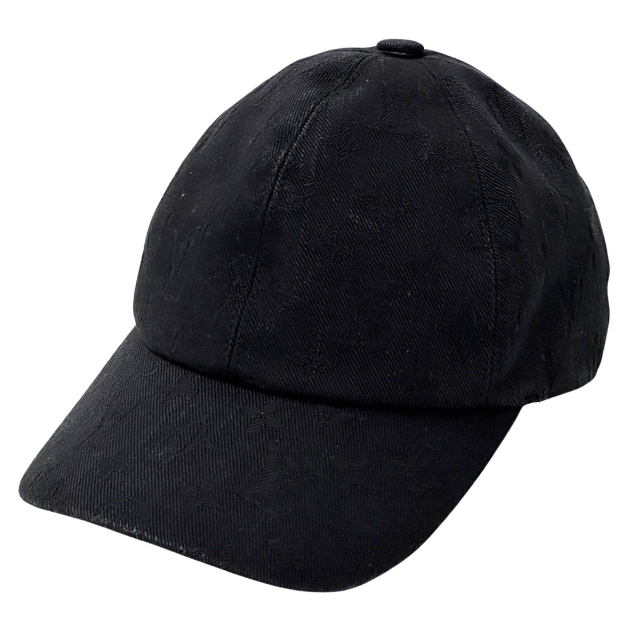 Louis Vuitton Monogram Essential Cap, Black, Cotton and Polyester, M76584, Size 58, for Men Women