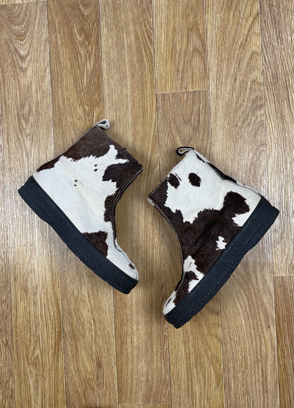 Designer × Vintage Ammann Sarnac Animal Print Cowhide Fur Ankle Rubber Boots Size US 9 / IT 39 - 2 Thumbnail