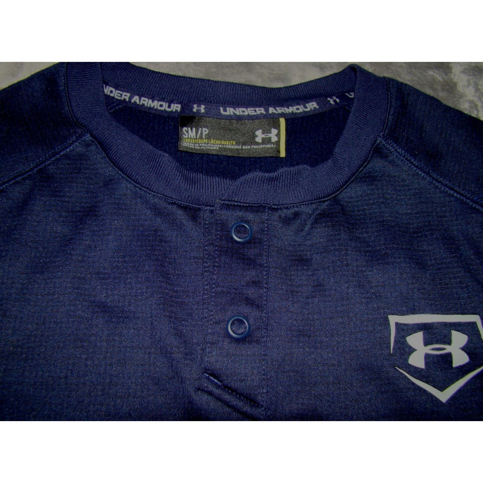 Under Armour Under Armour Coldgear Mens Baseball Shirt Long Sleeve Snap Waffle Lined Small Blue Shirt Size US S / EU 44-46 / 1 - 4 Thumbnail