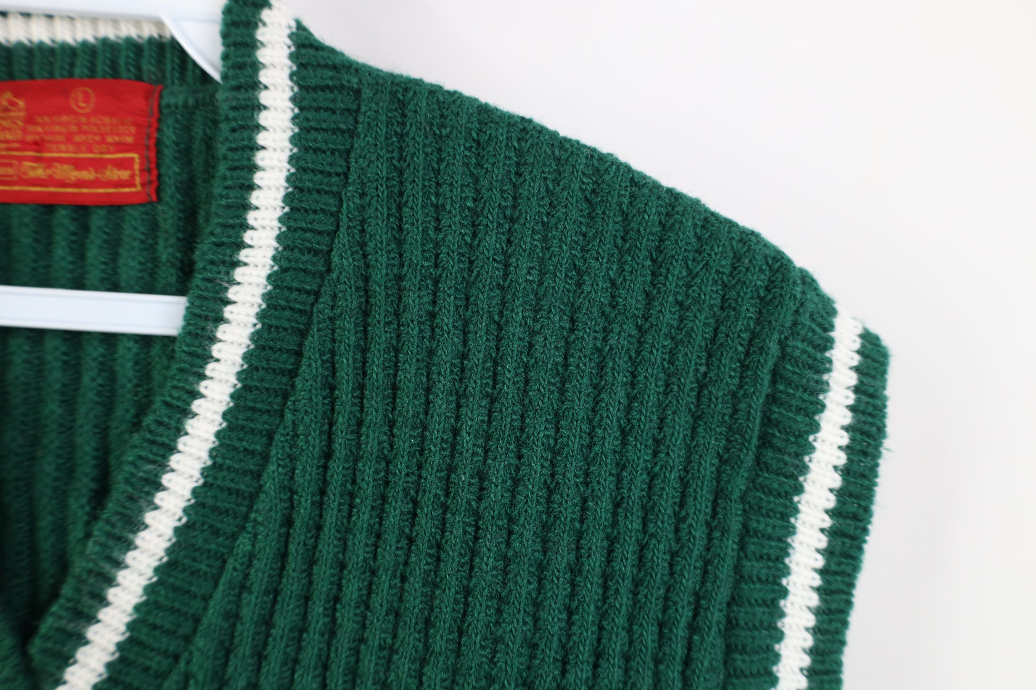 Vintage Vintage 60s Streetwear Ribbed Knit Sweater Vest Green USA Size US L / EU 52-54 / 3 - 5 Thumbnail