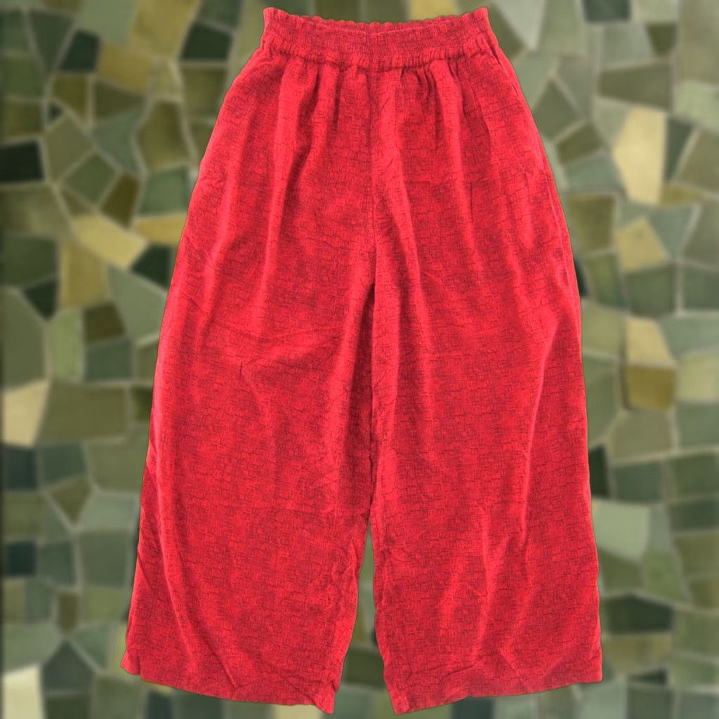 Endless Endless Knot Art 100% Rayon Red High Rise Wide Leg Pant Women Size S-M Size 28" / US 6 / IT 42 - 1 Thumbnail