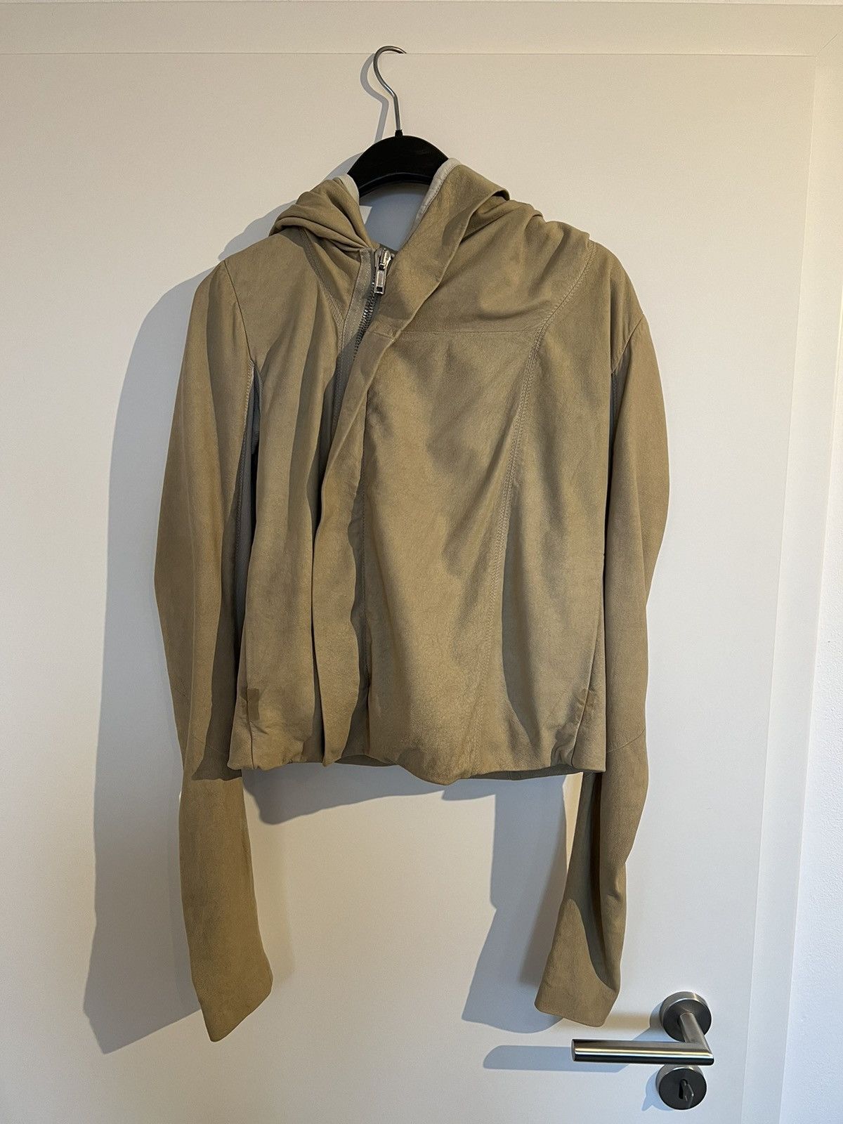 image of Rick Owens Fw/ Queen 2004 Lamb Leather Jacket in Camel Felt, Women's (Size Medium)