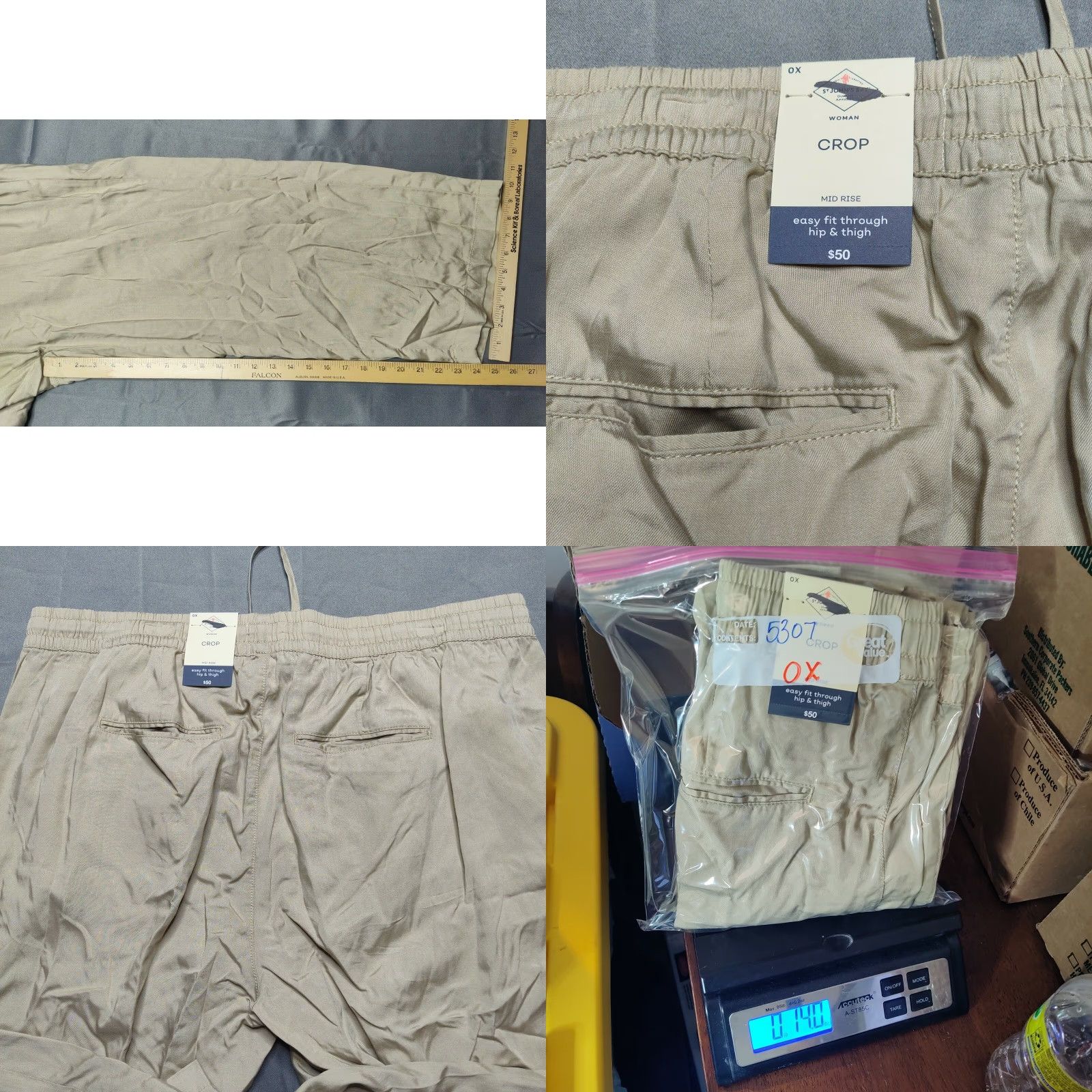 Vintage St. John's Bay Women Plus 0X Biscotti Easy Fit Crop Pull On Lyocell Pants NEW Size 40" / US 18 - 8 Thumbnail