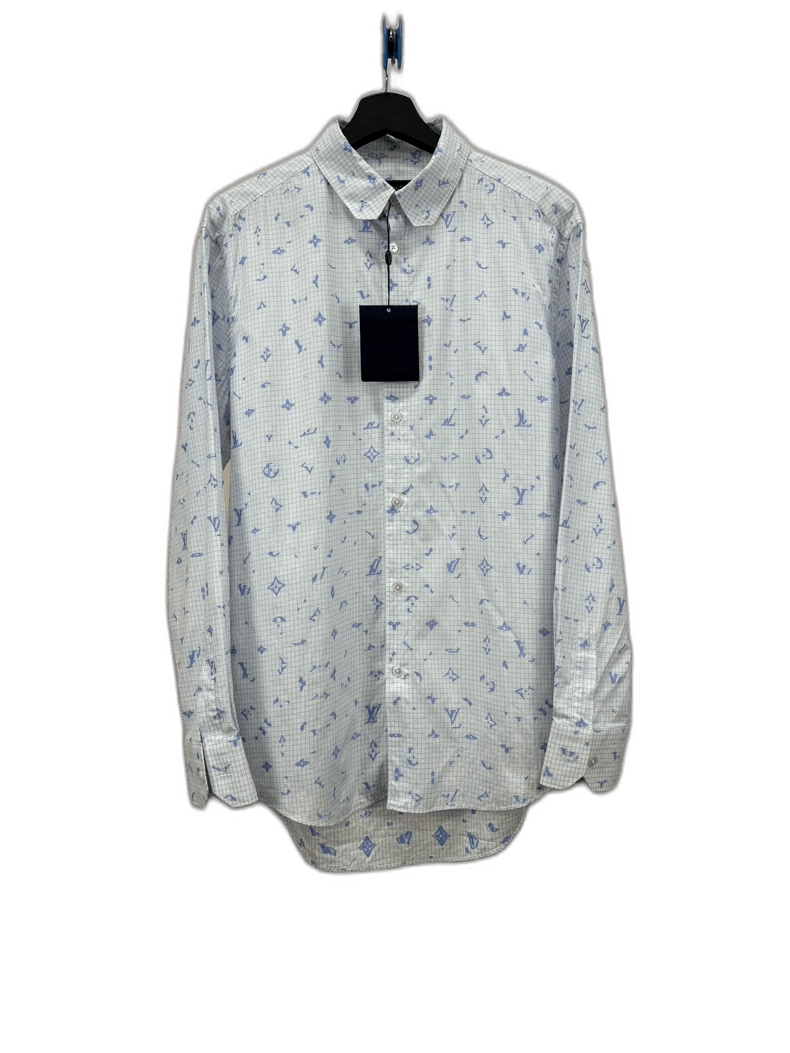 Louis Vuitton Louis Vuitton Blue Printed Long Sleeve Shirt -2505 Size US L / EU 52-54 / 3 - 1 Thumbnail