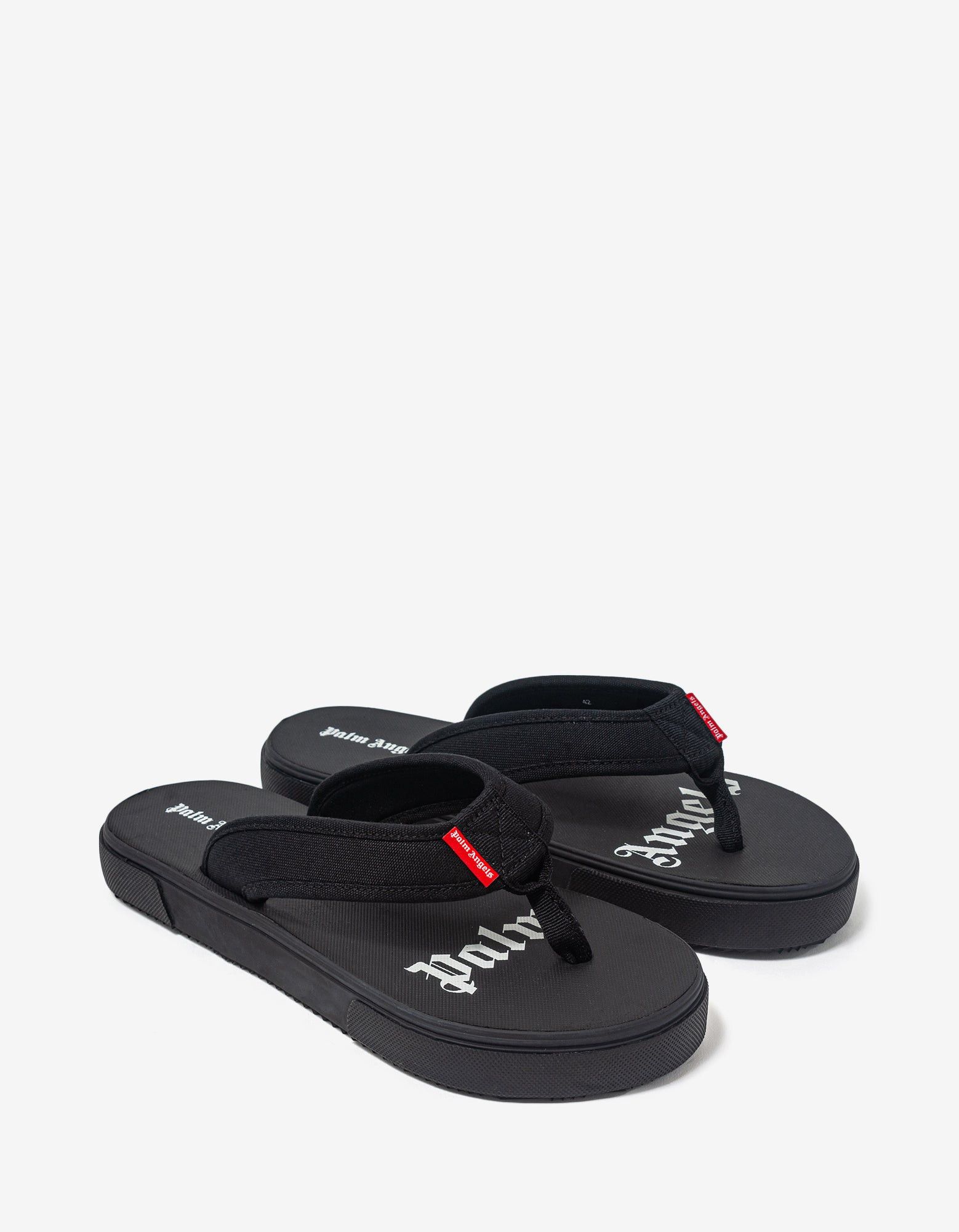 image of Palm Angels Black Logo Flip Flop Sandals, Men's (Size 7)