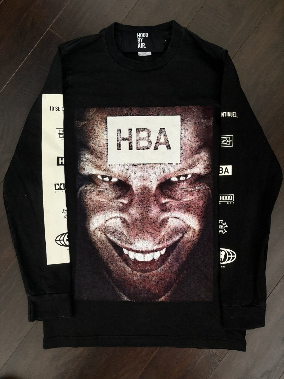 Aphex twin richard d james hood by air long popular sleeve t-shirt black large hba exc