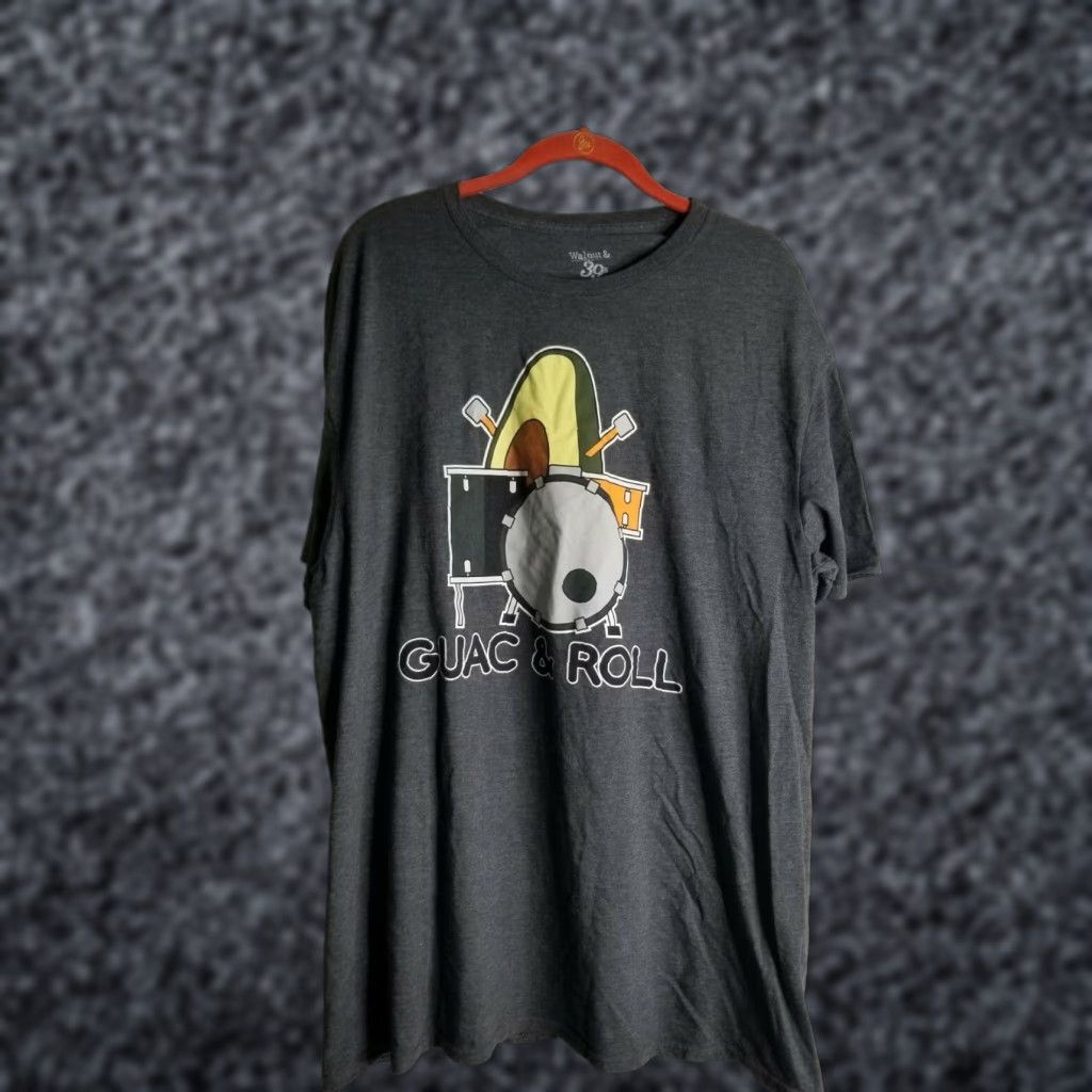 Vintage Walnut and 39th Mens 2XL Grey Parody T-Shirt “Guac And Roll” Shirt Adult 2XL Grey Funny T-Shirt Mens Size US XXL / EU 58 / 5 - 1 Thumbnail