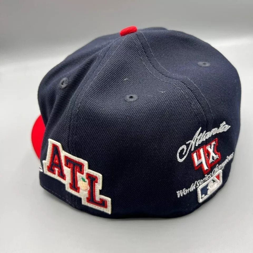 New Era Atlanta Braves Hat Men 7 1/2 4X World Series Champ Fitted Size ONE SIZE - 4 Thumbnail