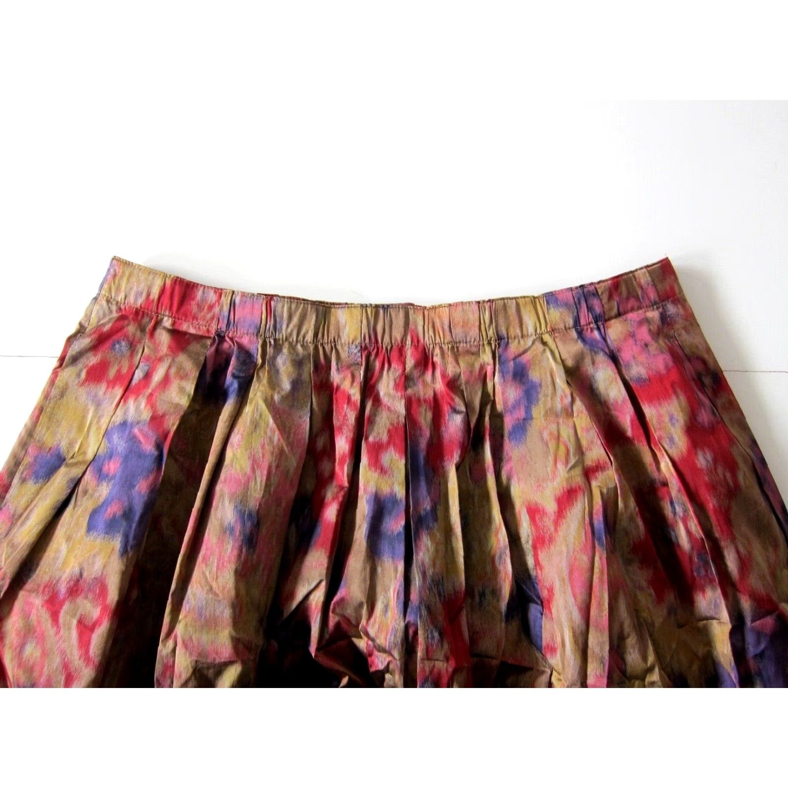 DKNY DKNY Silk Tie Dye Pleated A-Line Skirt Women Size 10 Purple KadBrown Red Size 32" / US 10 / IT 46 - 6 Thumbnail