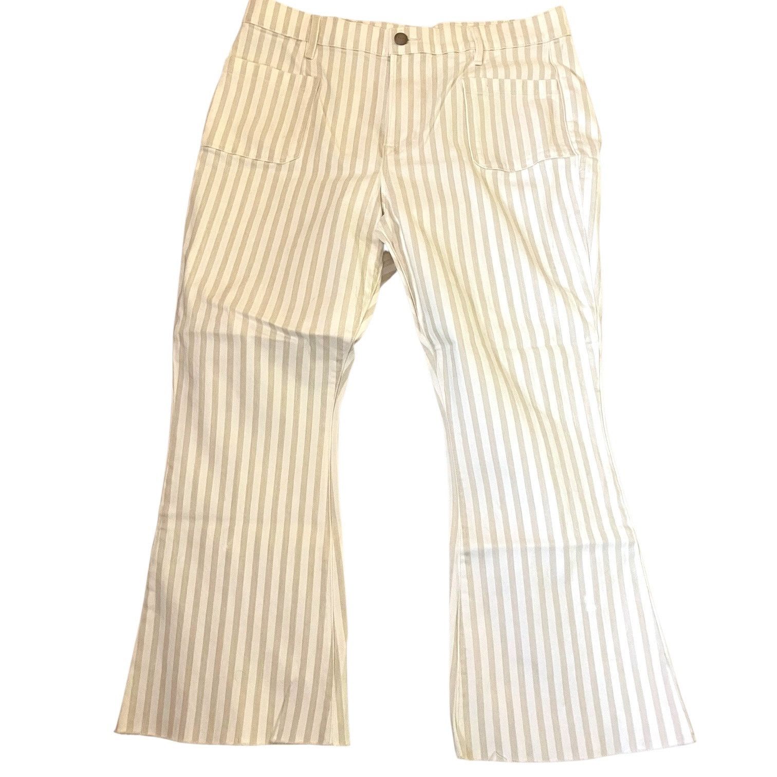 Frame FRAME Striped Le Bardot Crop Flare Raw Edge Denim Pant-sz 33 Size 33" - 11 Thumbnail