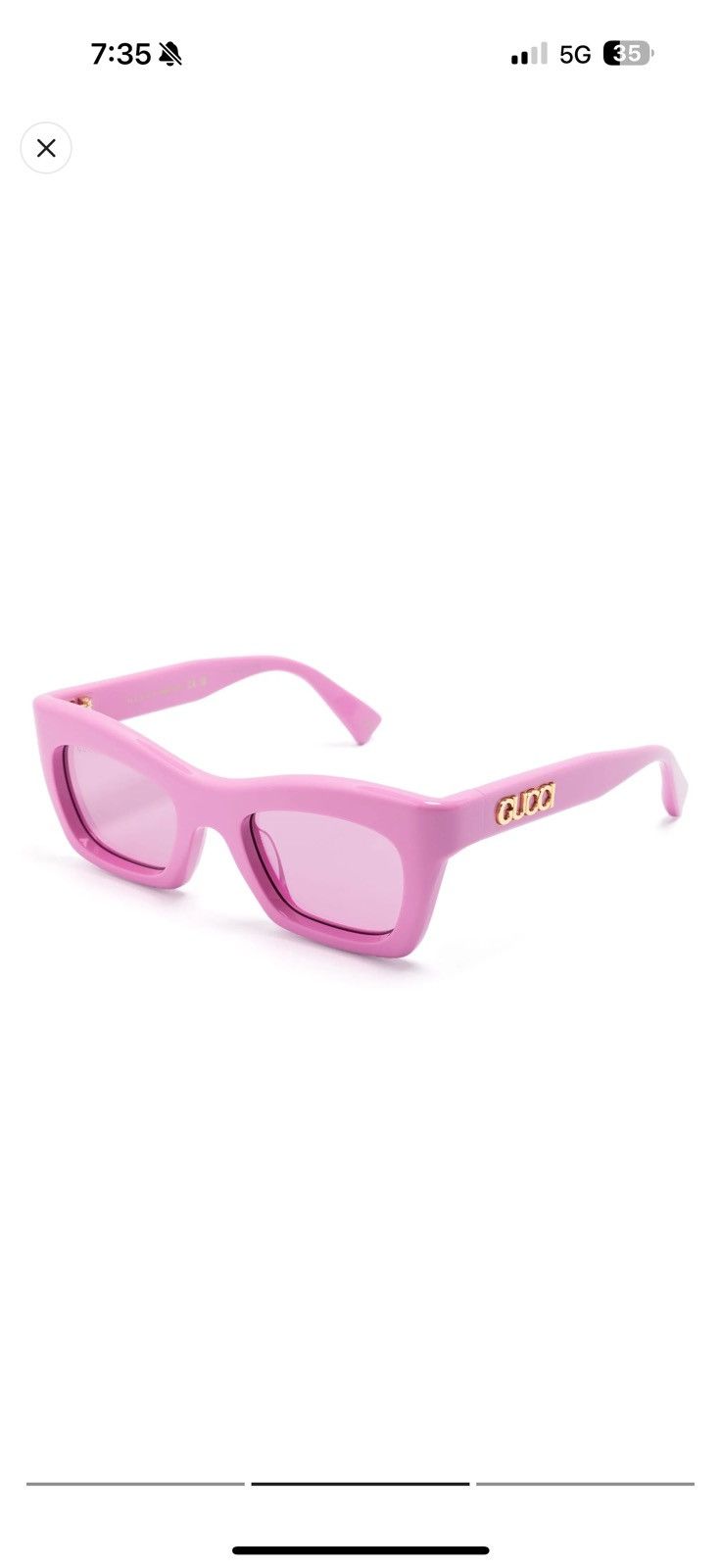 Gucci rectangle frame pink sunglasses