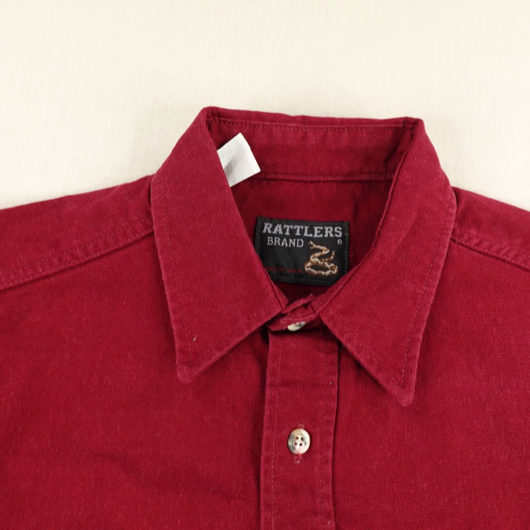 J Brand VINTAGE Rattlers Brand Shirt Men’s Medium Red Canvas Button-Up Western Cowboy Long Sleeve Casual Workwear 1960s 70s Mens Size US M / EU 48-50 / 2 - 2 Thumbnail