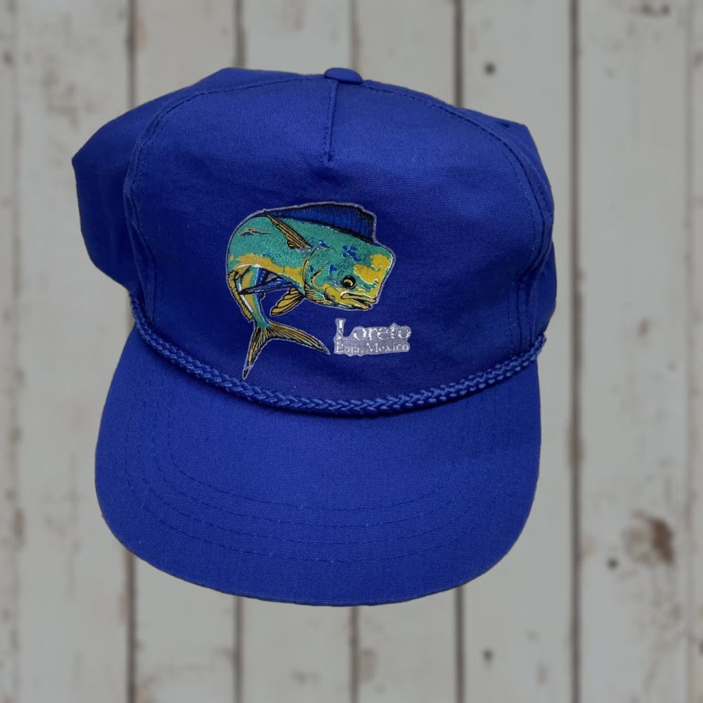 Vintage VINTAGE Yupoong Mexico Blue Hat Adjustable Cap Baja mahi mahi Rope hat Unisex Adults Baseball Cap Beach Fish Ocean Mens Womens Size ONE SIZE - 1 Thumbnail