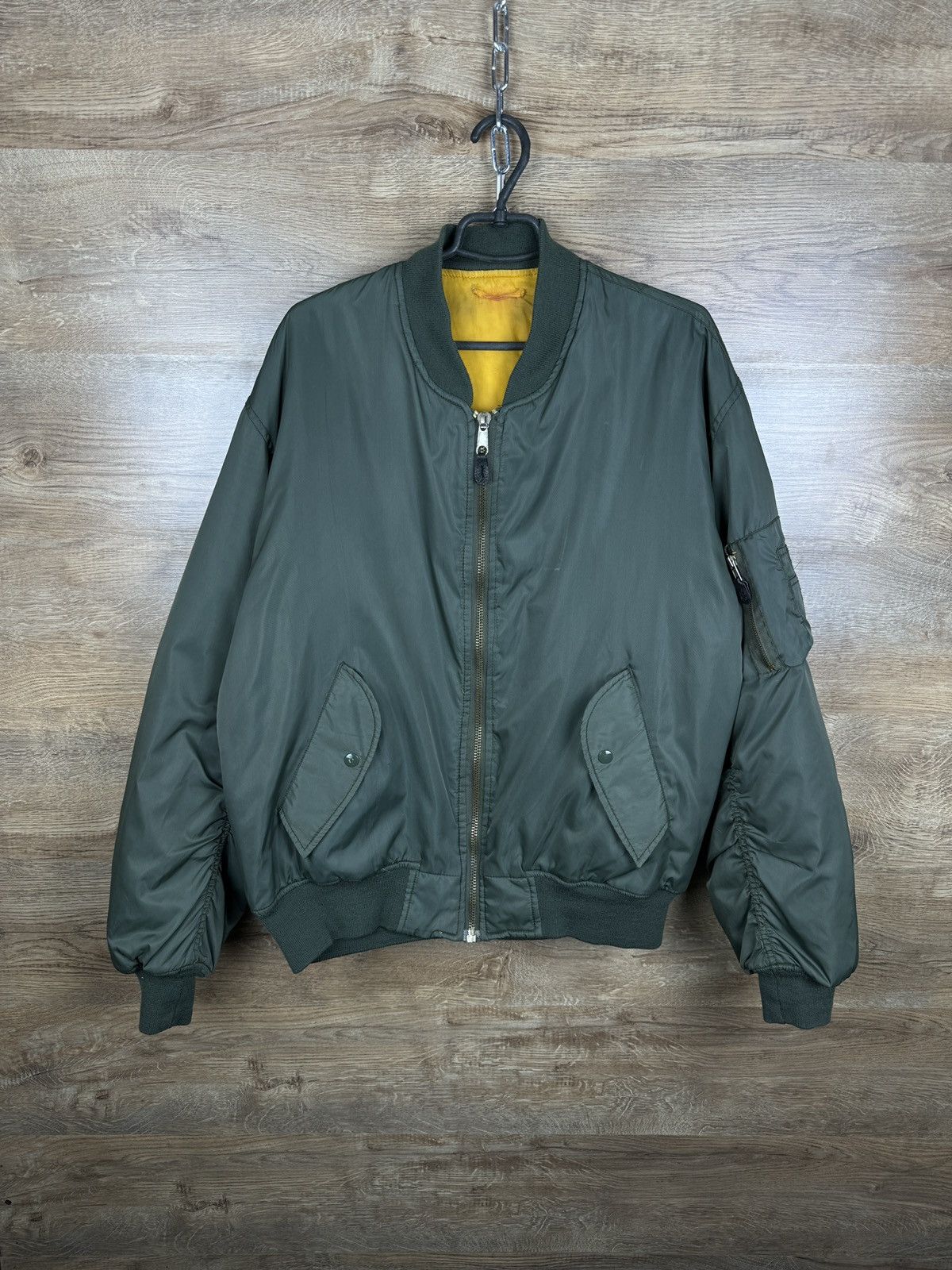 Mens Ma1 Flyer Vintage Nylon Bomber Jacket Boxy Fit Oversize