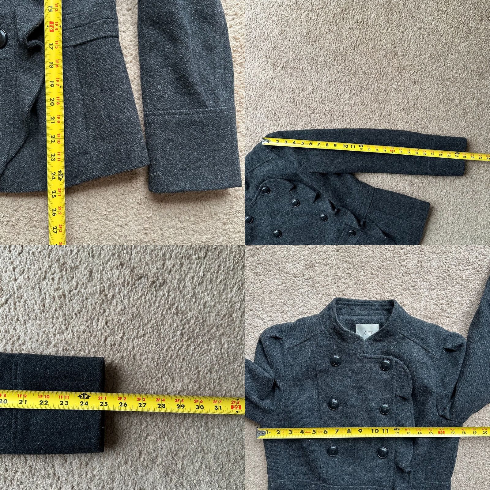 Ann Taylor Ann Taylor Loft Coat Womens 8 Wool Blend Long Sleeve Double Breast Dark Grey Buttons Size M / US 6-8 / IT 42-44 - 8 Thumbnail