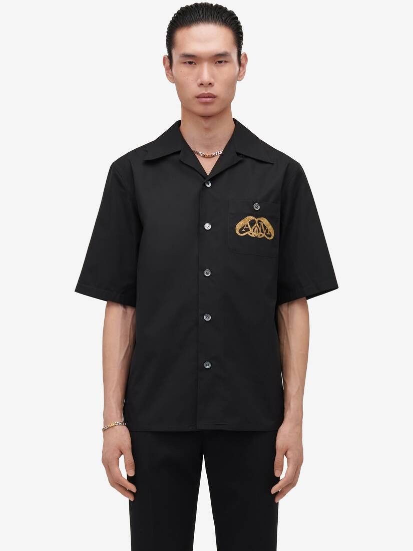 Alexander McQueen o1w1db10725 Embroidered Hawaiian Shirt in Black Size US M / EU 48-50 / 2 - 5 Thumbnail