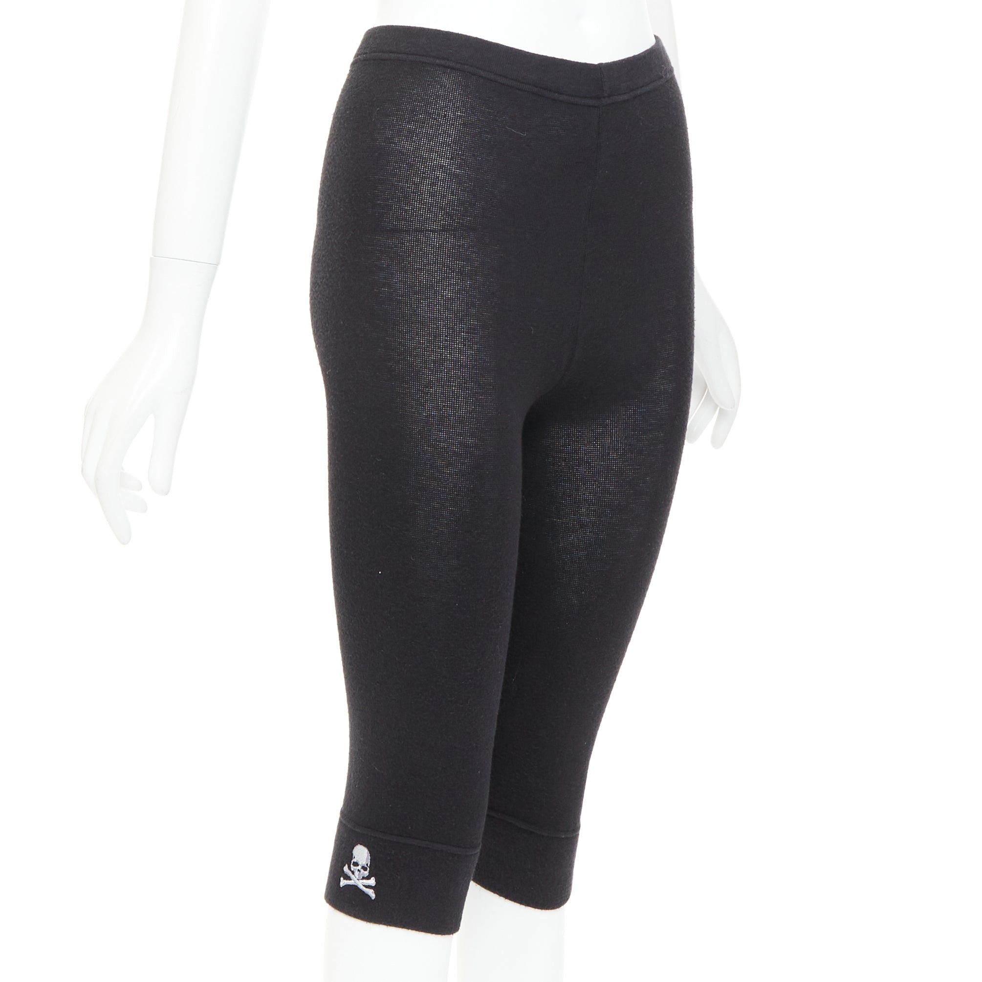 Mastermind Japan MASTERMIND JAPAN black grey embroidered skull knit cropped legging IT38 XS Size 26" / US 2 / IT 38 - 1 Thumbnail