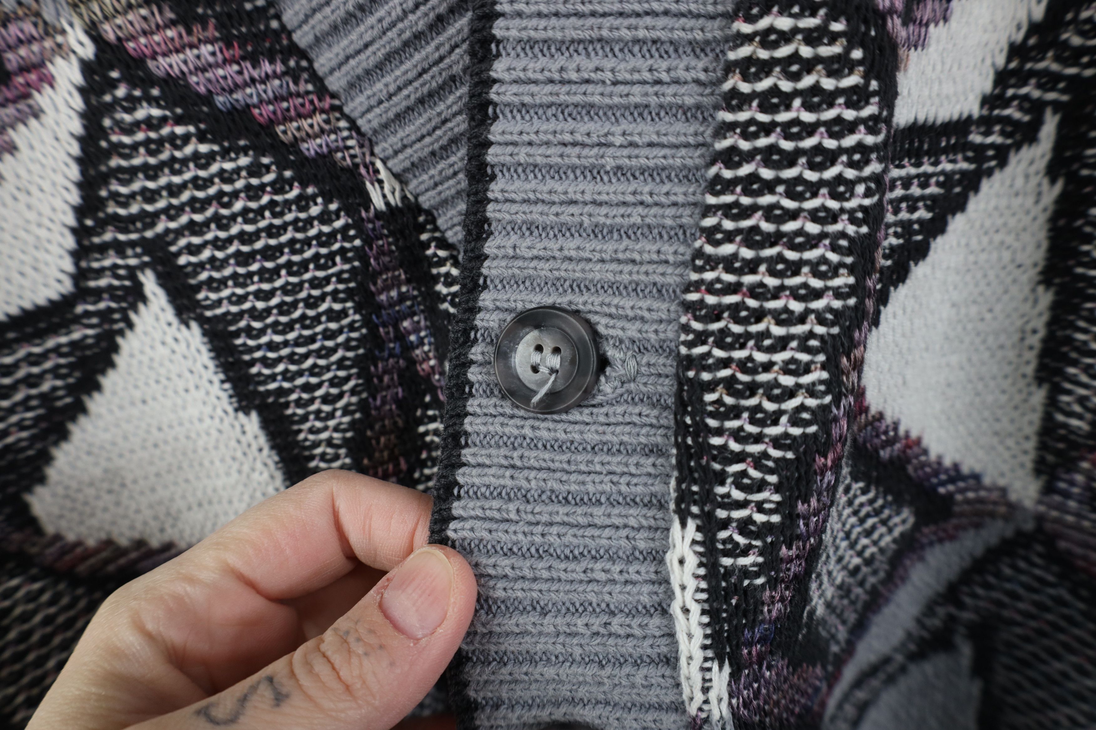 Vintage Vintage 90s Streetwear Geometric Knit Cardigan Sweater USA Size US XXL / EU 58 / 5 - 5 Thumbnail