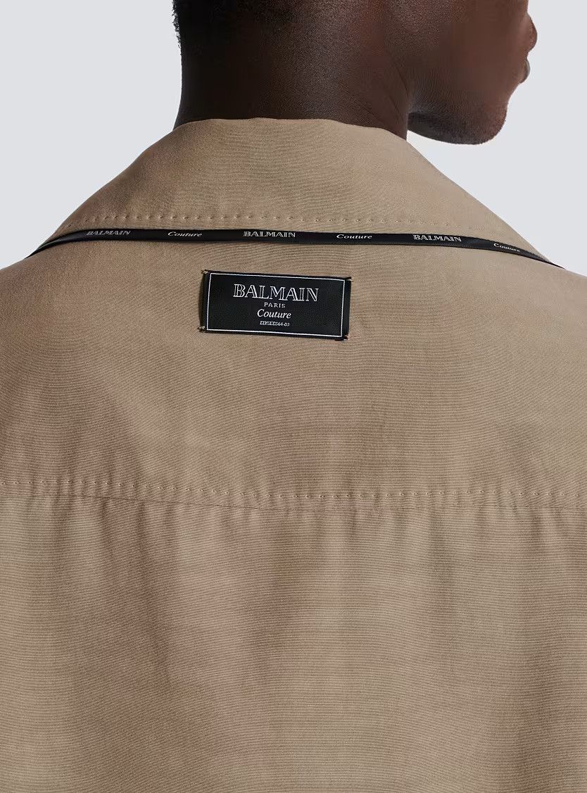 Balmain o1s1wg110126 Cupro Pyjama Shirt With Pocket in Brown Size US L / EU 52-54 / 3 - 7 Thumbnail