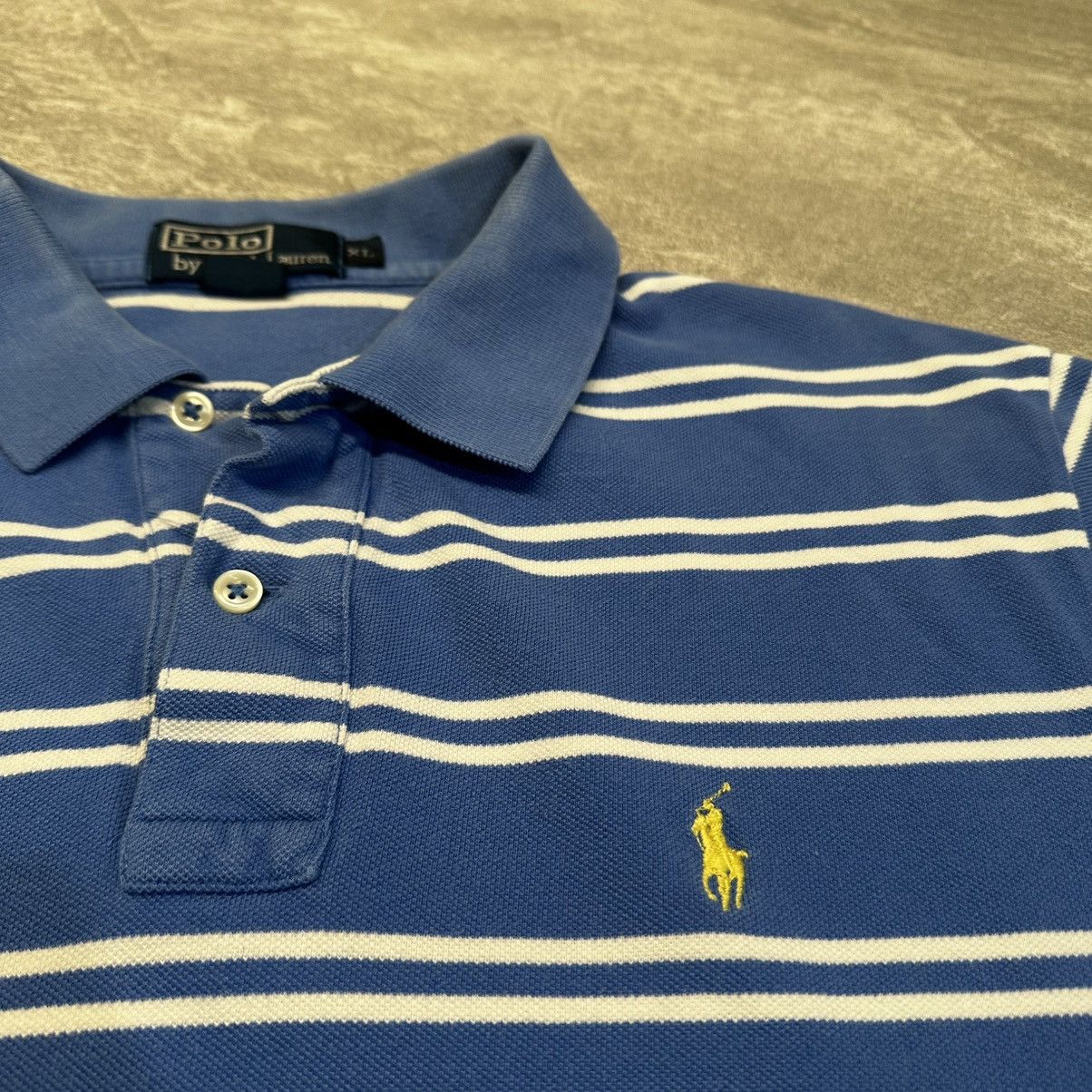 Polo Ralph Lauren × Vintage Vintage Polo Ralph Lauren Polo Shirt Mens XL Blue Striped Size US XL / EU 56 / 4 - 2 Thumbnail